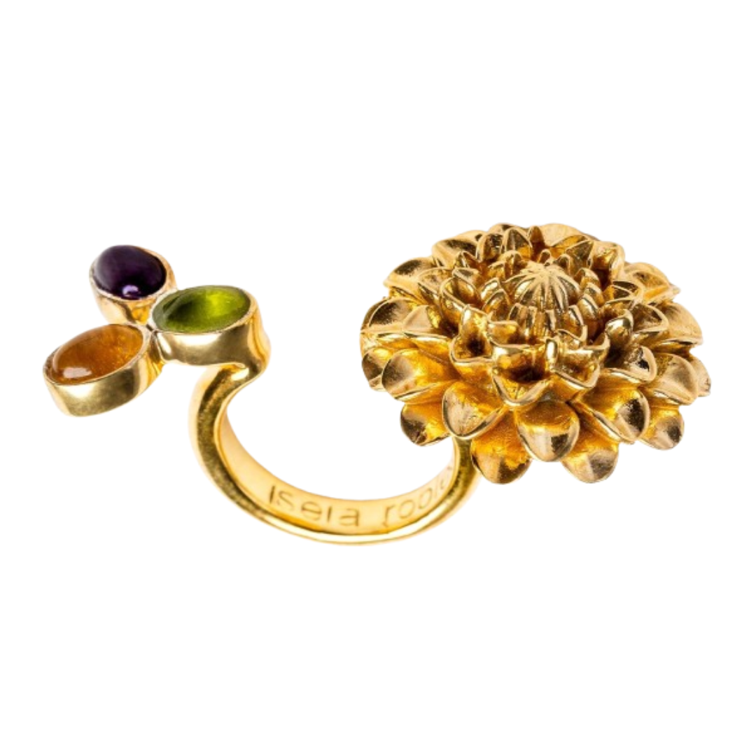 DAHLIA RING WITH LEAVES