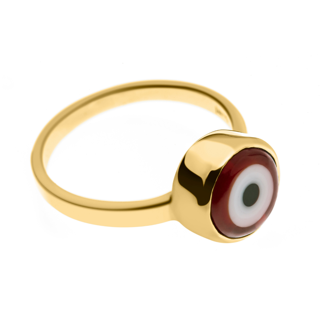 TURKISH EYE RING WITH GOLD PLATING