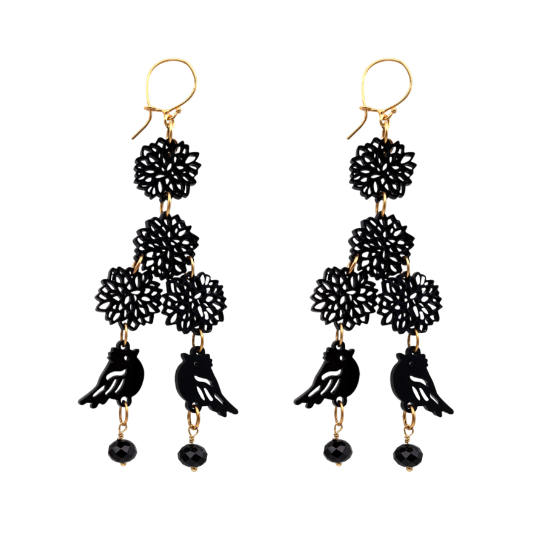 LONG BLACK EARRINGS