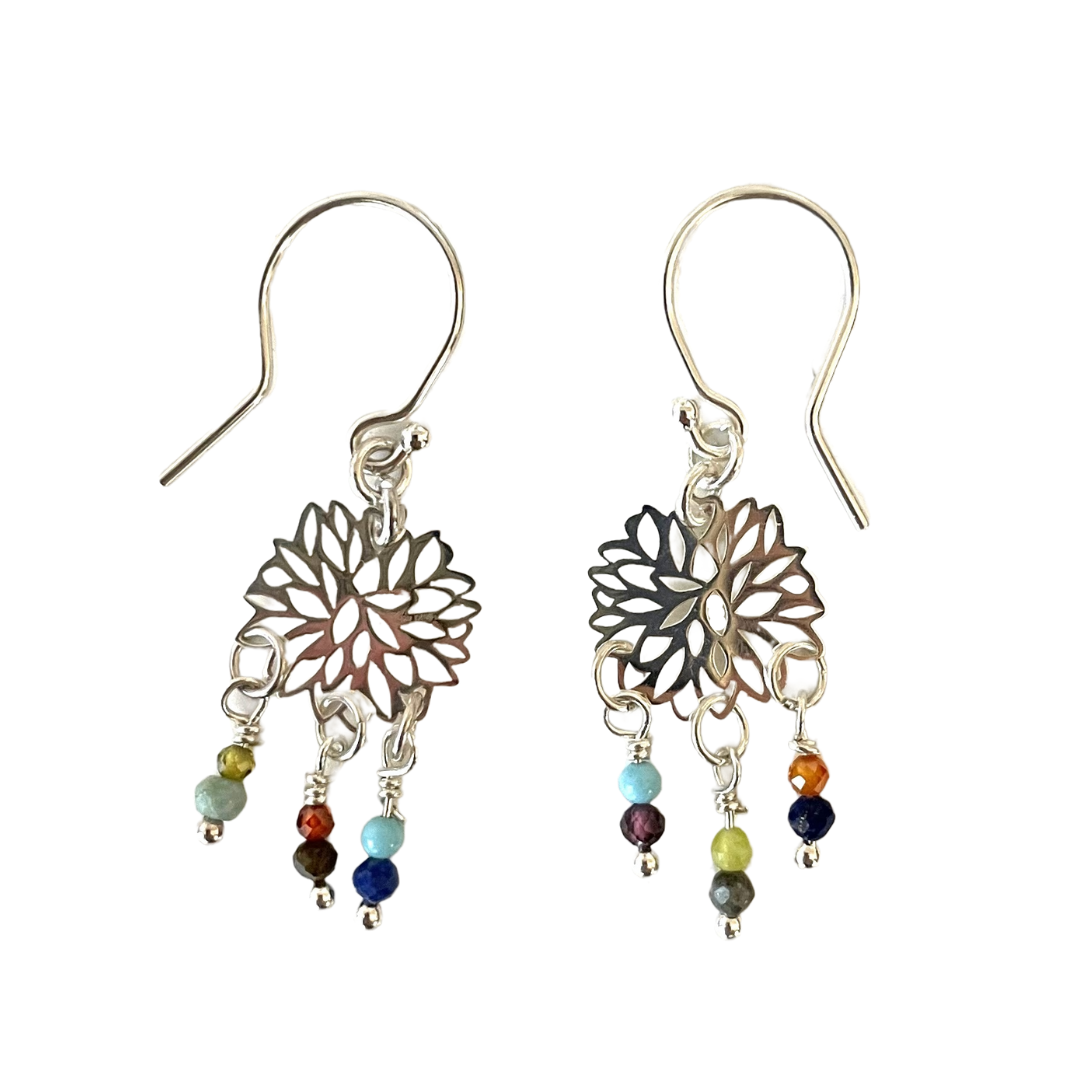 MINI DALIA SILVER EARRING WITH NATURAL BEADS