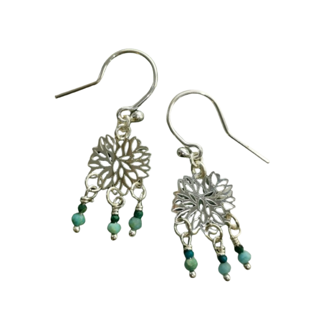 MINI DALIA SILVER EARRING WITH NATURAL BEADS