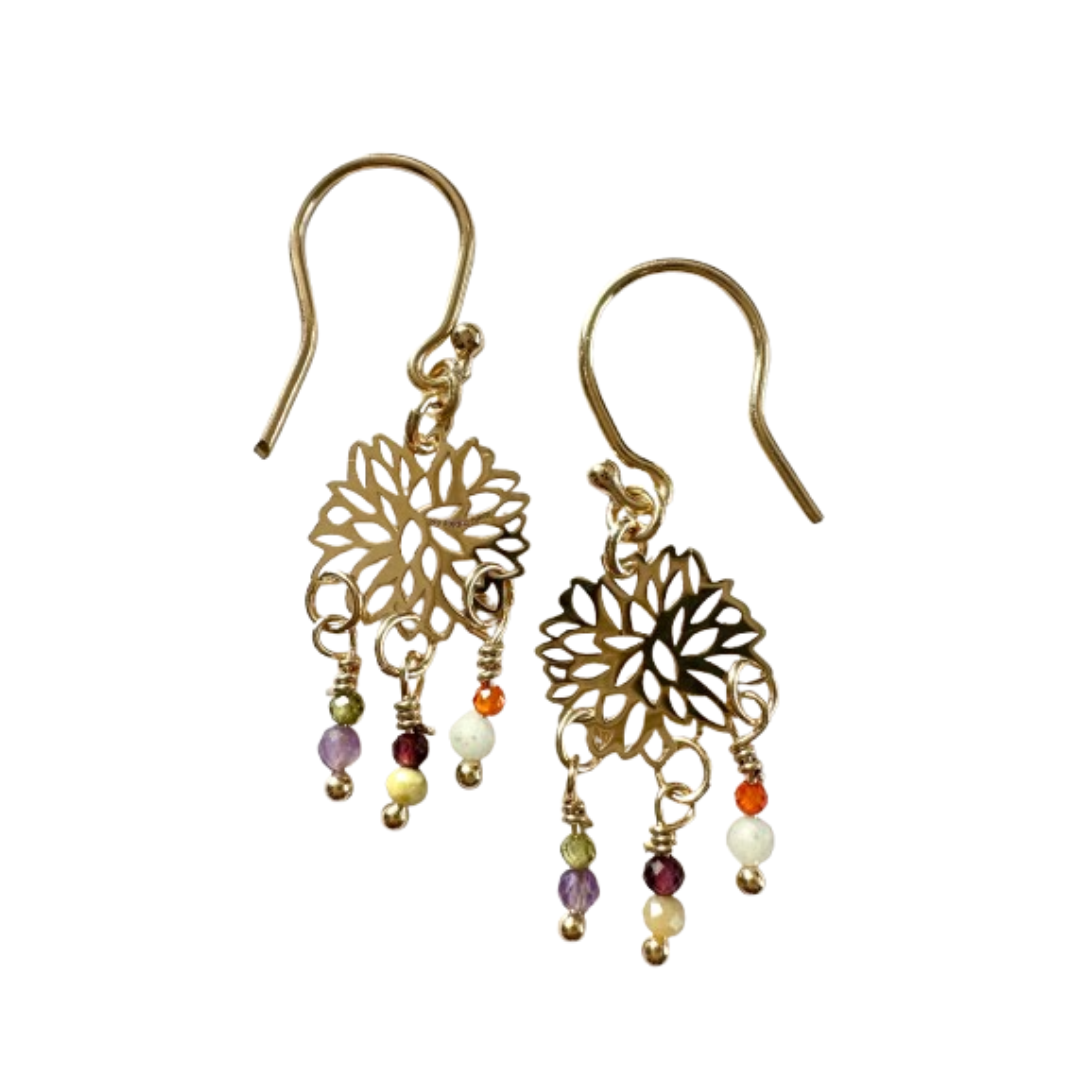 MINI DALIA GOLD PLATED EARRINGS WITH NATURAL STONES