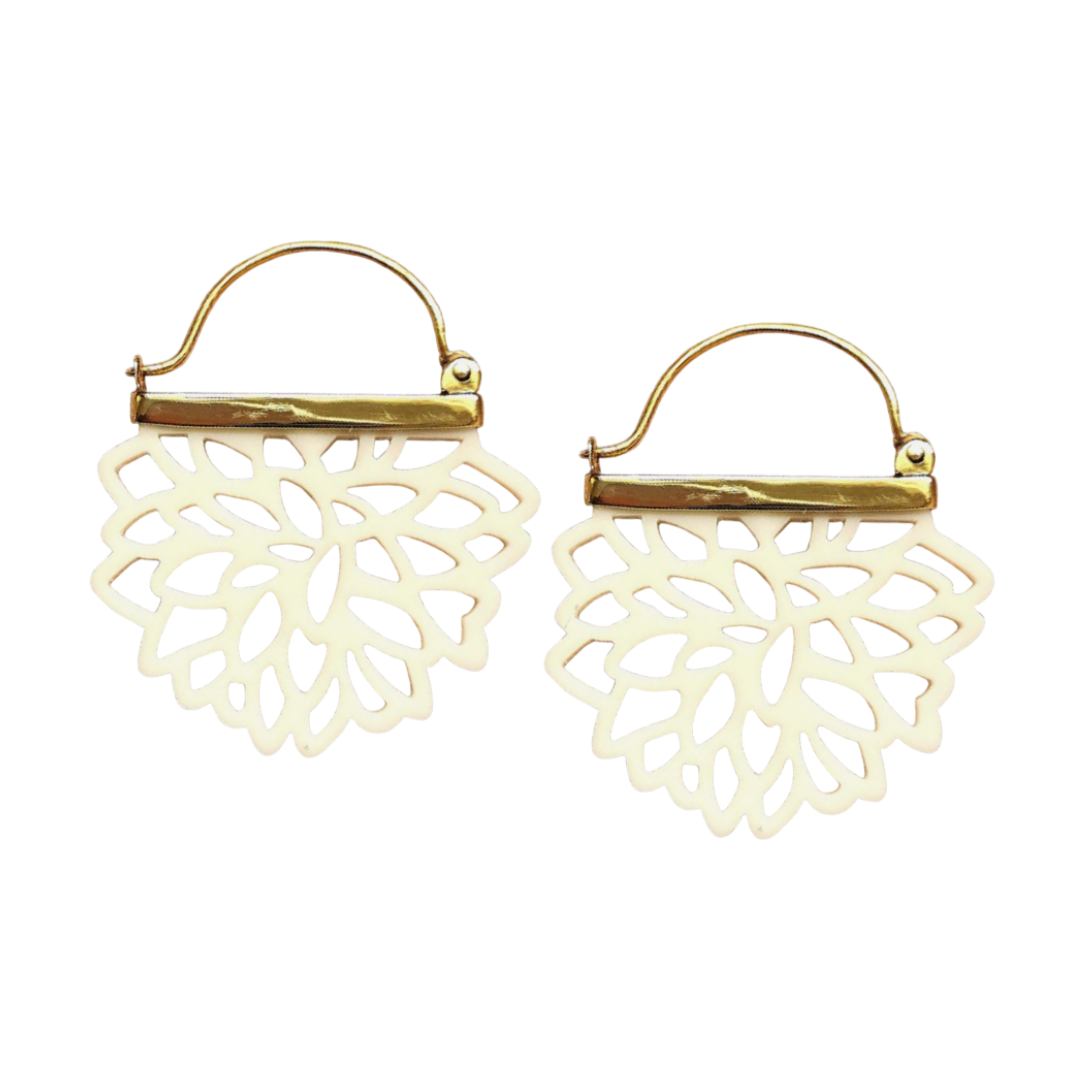LARGE IVORY HALF DALIA EARRINGS