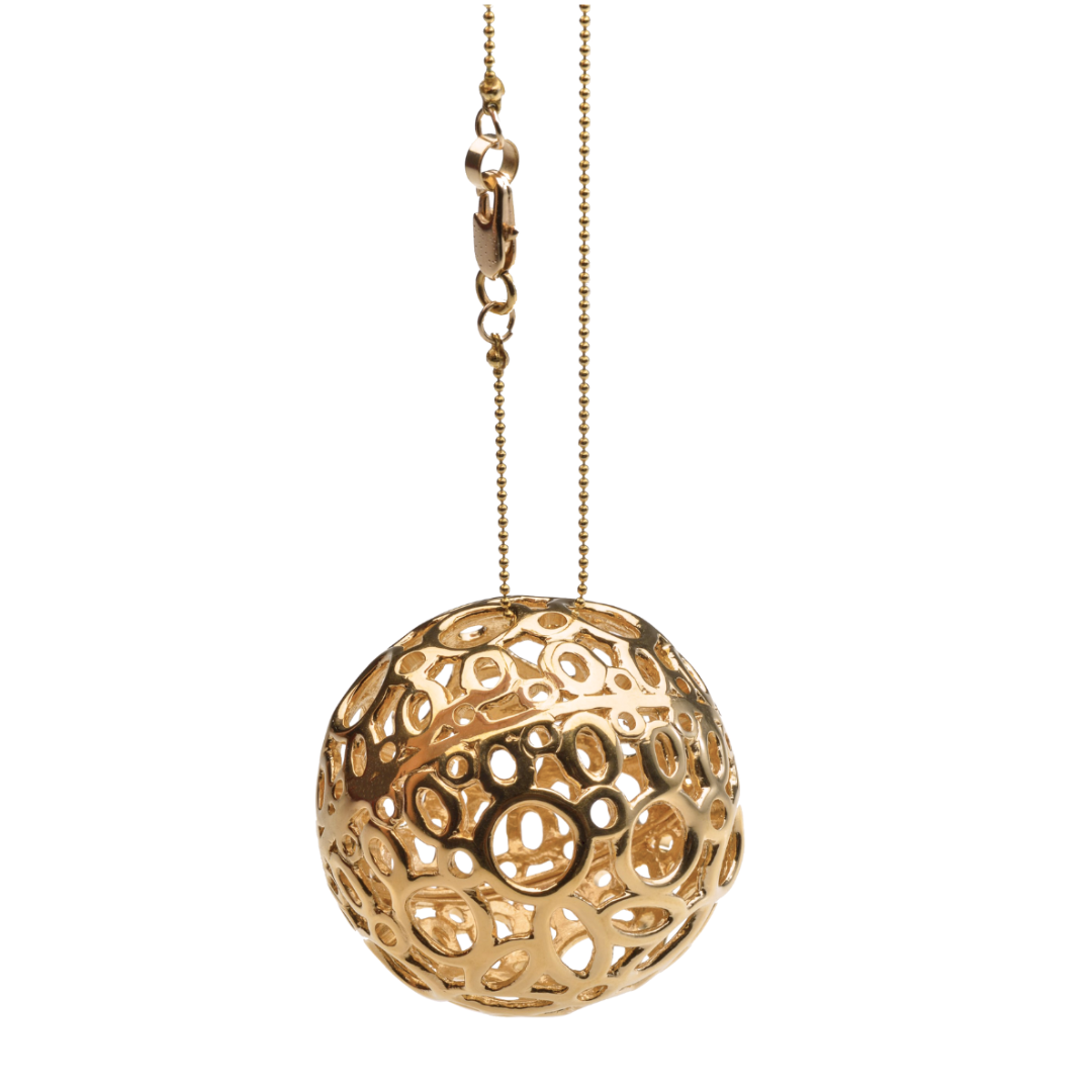 DIJE ESFERA GRANDE CON BAÑO DE ORO