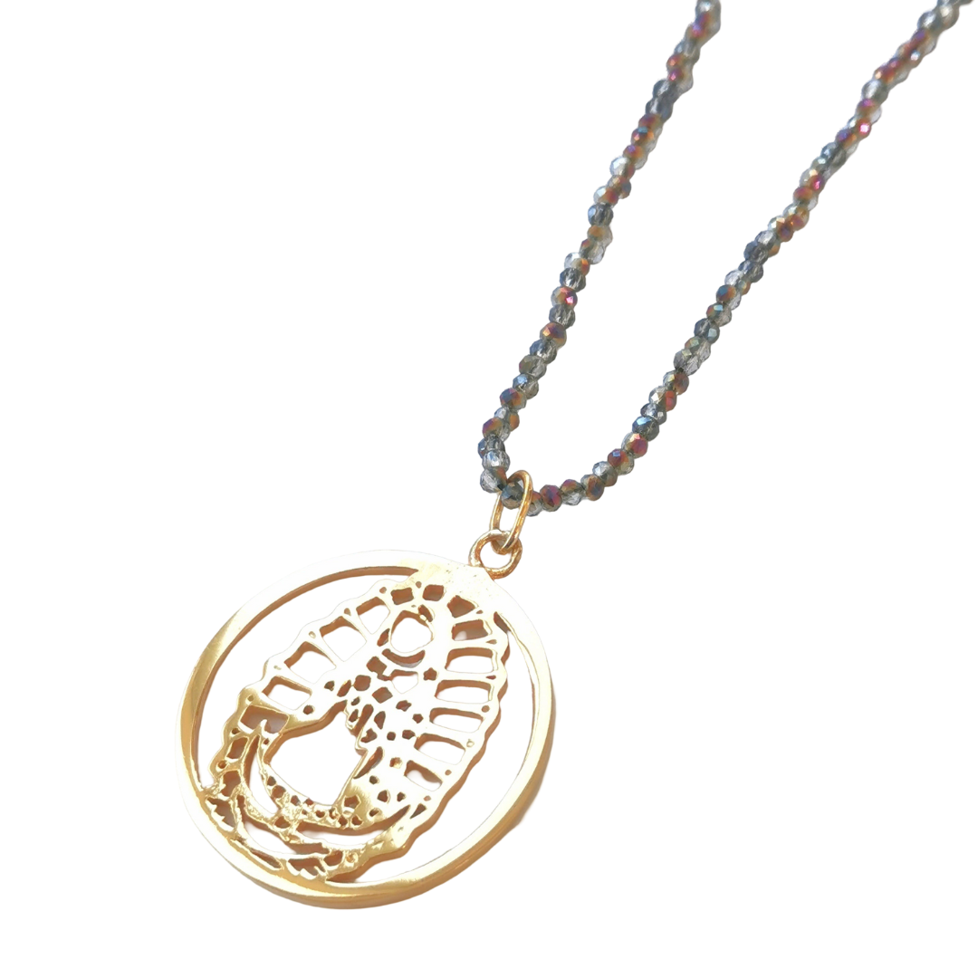 LARGE VIRGIN OF GUADALUPE MEDAL NATURAL GOLD PLATED BEADS
