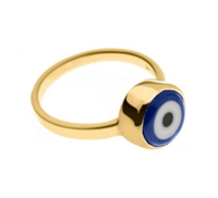 TURKISH EYE RING WITH GOLD PLATING