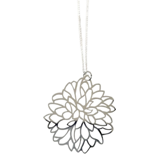 LARGE DALIA SILVER PENDANT