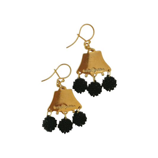 BLACK FAN EARRINGS