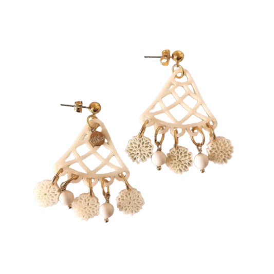 IVORY LATTICE EARRINGS