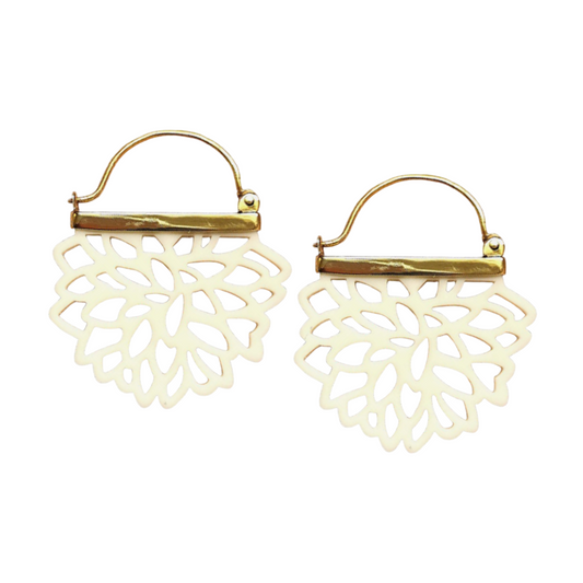 LARGE IVORY HALF DALIA EARRINGS
