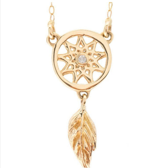 GOLD PLATED DREAM CATCHER PENDANT