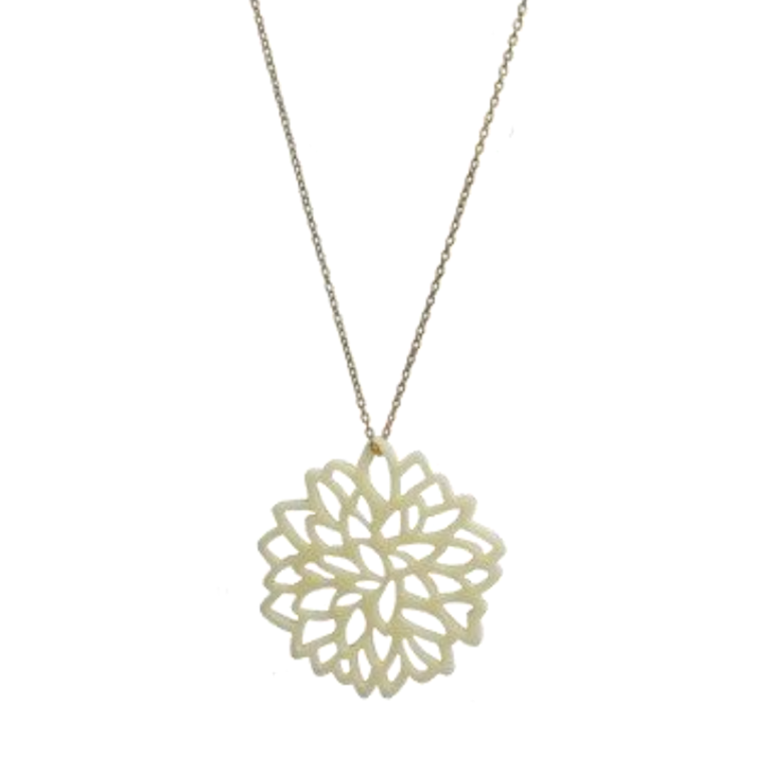 LARGE IVORY DAHLIA PENDANT