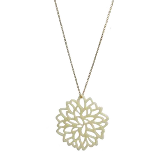 LARGE IVORY DAHLIA PENDANT