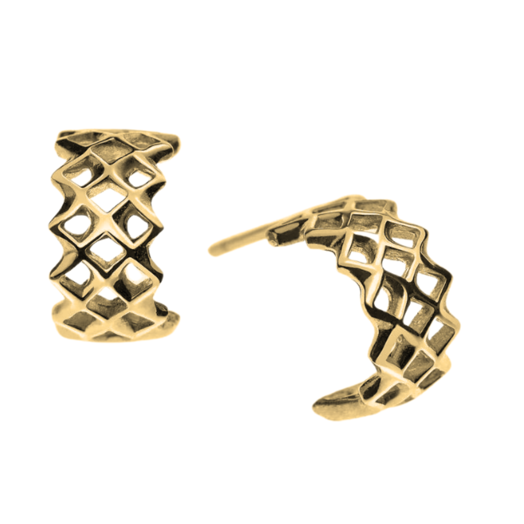 HALF EARRING MINI LATTICE WITH GOLD PLATING