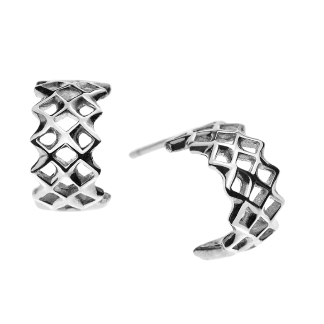 HALF EARRINGS MINI SILVER LATtice